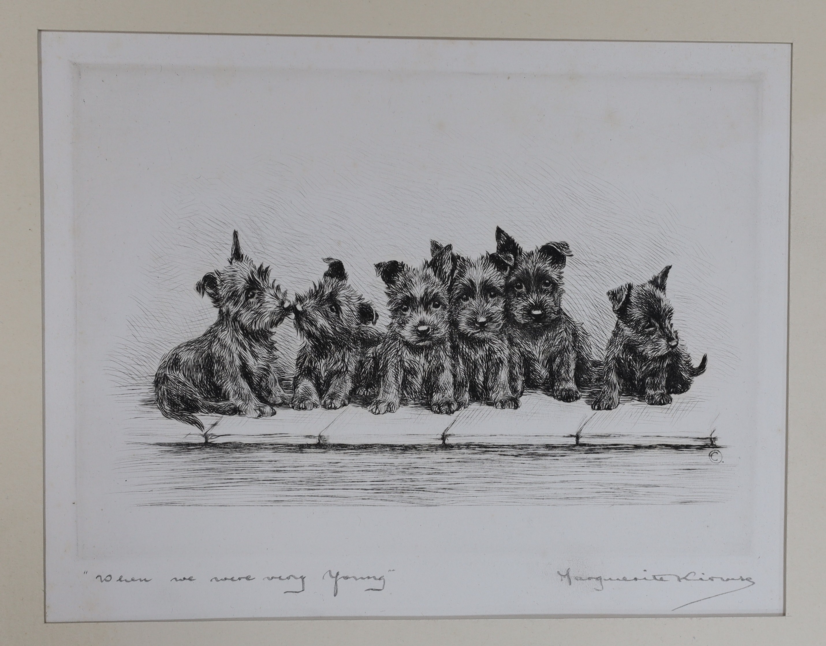 Marguerite Kirmse (1885-1954), three artist proof etchings, 'When we were very young', 'Seeing things' and 'We', signed in pencil, largest 17 x 22cm, unframed